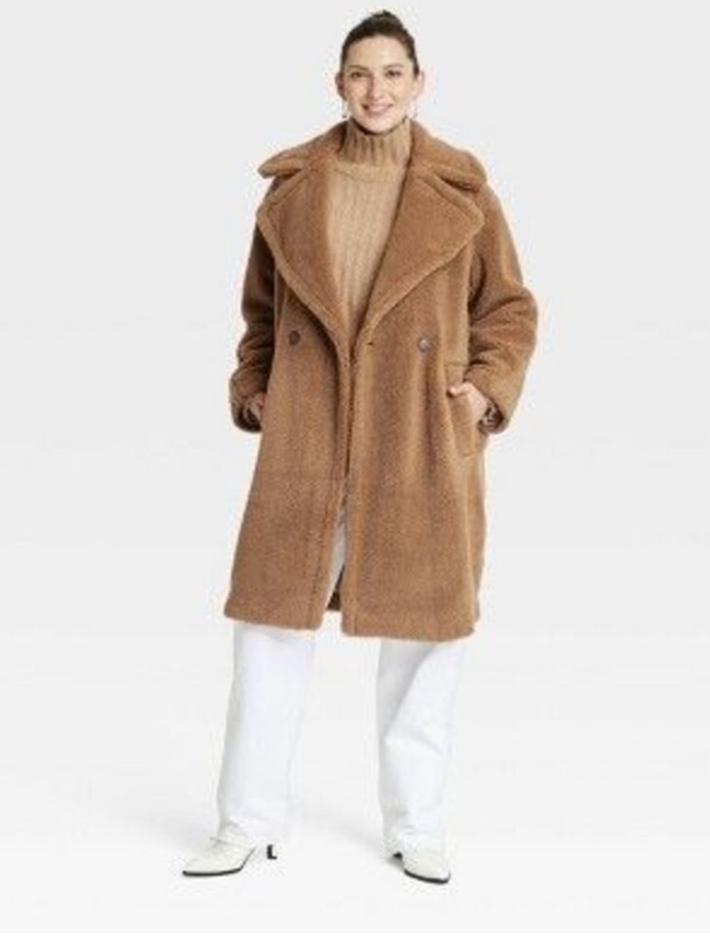 NWT Women's Faux Shearling Teddy Coat - Universal Thread Size XS